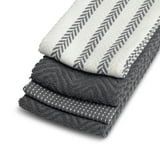 4-Pack Kitchen Towels – Gray & White, Ultra-Absorbent, Durable & Machine Washable, 16x28"