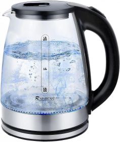 Electric Kettle Water Boiler, 1.8L Electric Tea Kettle, Wide Opening Hot Water Boiler with LED Light, Auto Shut-Off & Boil Dry Protection, Glass