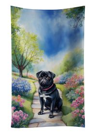 Black Pug Spring Path Kitchen Towel Dish Cloths Guest Hand Towel Decorative Bathroom Towel for Face,Tea, Dishcloth, Kitchen and Bath