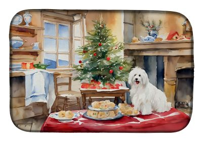 Coton De Tulear Christmas Cookies Dish Drying Mat Absorbent Dish Drying Mat Pad for Kitchen Counter Dish Drainer Mat for Countertop, 14 x 21"