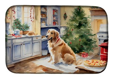 Golden Retriever Christmas Cookies Dish Drying Mat Absorbent Dish Drying Mat Pad for Kitchen Counter Dish Drainer Mat for Countertop, 14 x 21"