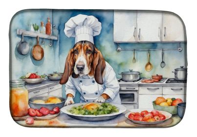 Basset Hound The Chef Dish Drying Mat Absorbent Dish Drying Mat Pad for Kitchen Counter Dish Drainer Mat for Countertop, 14 x 21", Multicolor