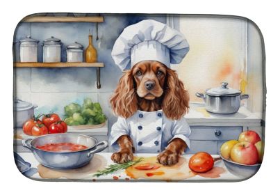 Cocker Spaniel The Chef Dish Drying Mat Absorbent Dish Drying Mat Pad for Kitchen Counter Dish Drainer Mat for Countertop, 14 x 21", Multicolor