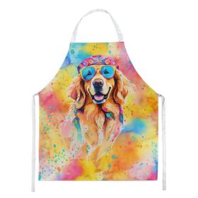 Golden Retriever Hippie Dawg Apron Cooking Kitchen Server Baking Crafts Gardening for Adult Women Men, Unisex, Large, Multicolor