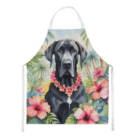 Great Dane Luau Apron Cooking Kitchen Server Baking Crafts Gardening for Adult Women Men, Unisex, Large, Multicolor