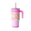 Coldee Kids Tumbler with Spill-Proof Straw & Handle. Insulated Stainless Steel 18 oz, Smiles