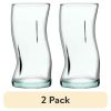 k(2 pack) Clear Green Glassware, 14.9 oz