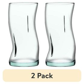 k(2 pack) Clear Green Glassware, 14.9 oz