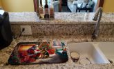 German Shepherd and Santa Claus Dish Drying Mat Absorbent Dish Drying Mat Pad for Kitchen Counter Dish Drainer Mat for Countertop, 14 x 21"