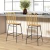 HOMCOM Rattan Wicker Counter Stools Set of 2 Steel Frame Footrest Stylish Durable