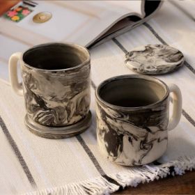 5 OZ Ceramic Black Carbon Coffee Mug-Set Of 2 (Option: 2set)