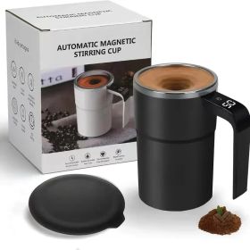 Automatic Coffee Stirring Cup, Stainless Steel Self-Stirring Coffee Cup With Lid, Auto Stir & Heating Feature, LED Intelligent Display Temperatur (Color: Black)