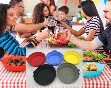 2 Pcs Food Grade Silicone Easy Cleaning Air Fryer Liners Reusable Air Fryer Silicone Pot Food Safe Air Fryer Oven Accessories Replacement for Fla (Color: Red)