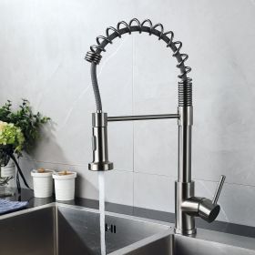 Single Handle Pull Down Sprayer Kitchen Sink Faucet (Color: as Pic)