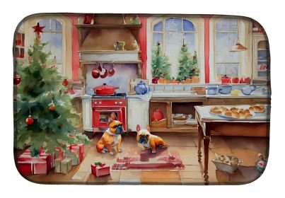 French Bulldog Christmas Cookies Dish Drying Mat Absorbent Dish Drying Mat Pad for Kitchen Counter Dish Drainer Mat for Countertop, 14 x 21" (Default: Default)