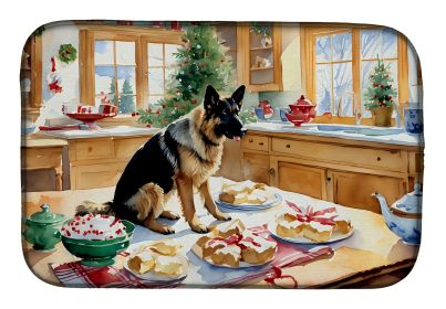 German Shepherd Christmas Cookies Dish Drying Mat Absorbent Dish Drying Mat Pad for Kitchen Counter Dish Drainer Mat for Countertop, 14 x 21" (Default: Default)