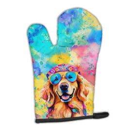 Golden Retriever Hippie Dawg Oven Mitt Heat Resistant Thick Oven Mitt for Hot Pans and Oven, Kitchen Mitt Protect Hands, Cooking Baking Glove (Default: Default)