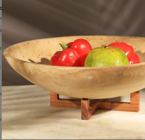 Flex Bowl With Wooden Stand (Color: Beige)